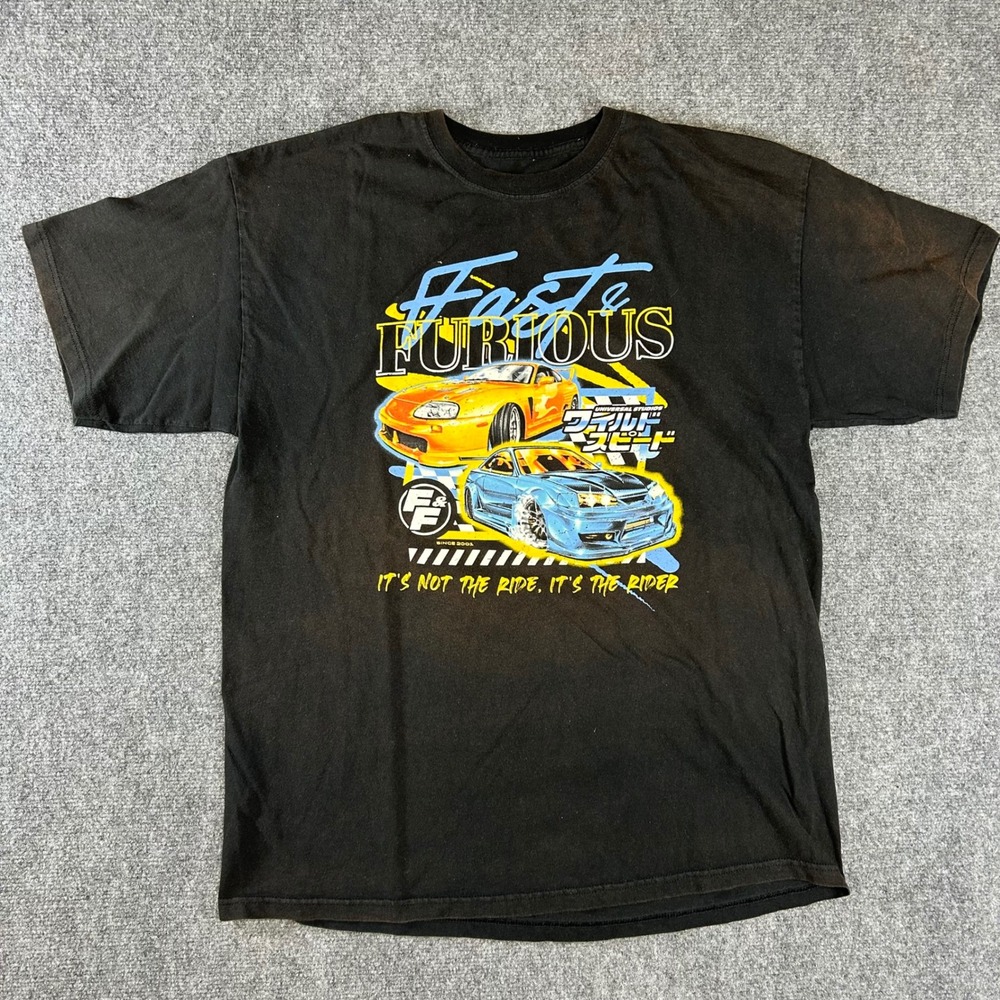 Fast & Furious Graphic T-Shirt Mens XL Black Toyota Supra Nissan Skyline Movie